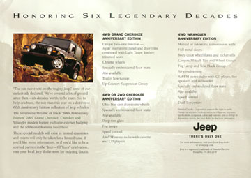 60th Anniversary Jeeps brochure, back